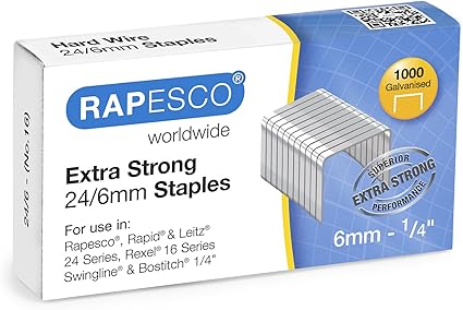 Rapesco 1164 Hard Wire Staples - 24/6mm - Box of 1,000