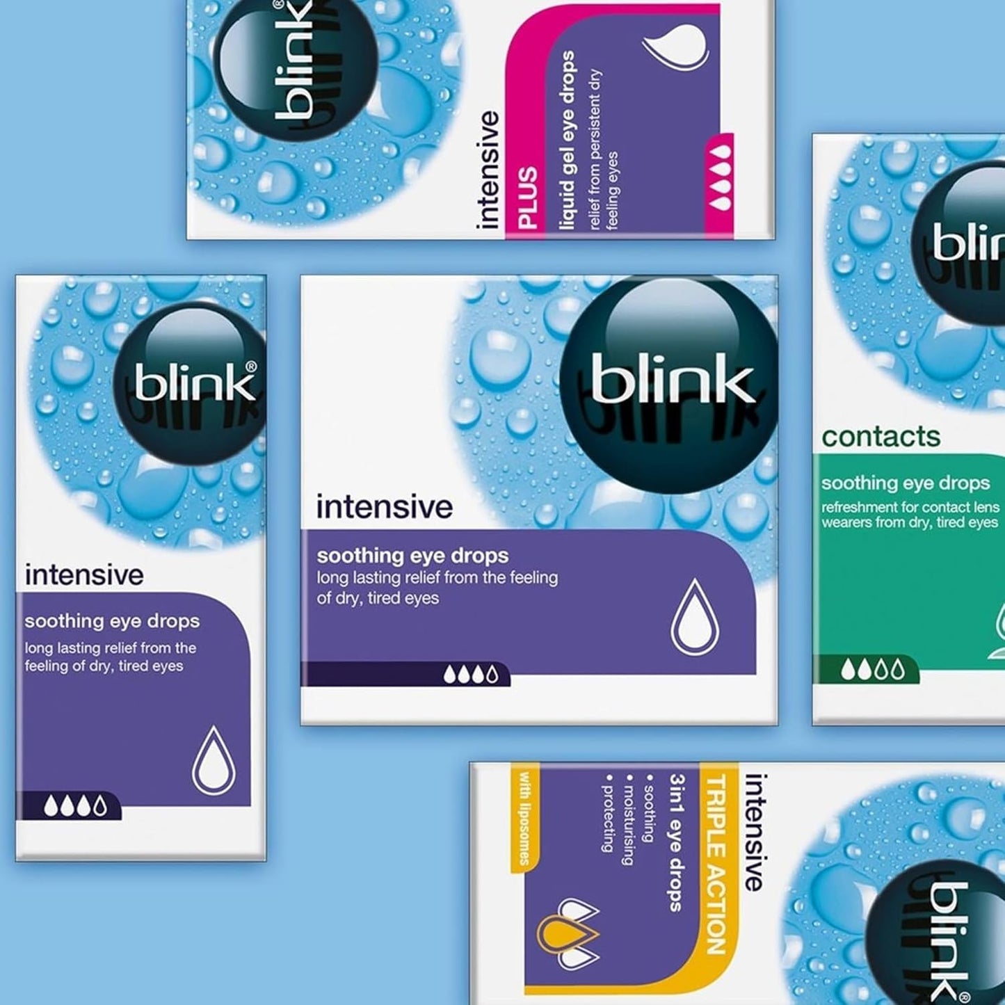 Blink Intensive Soothing Eye Drops for Dry Eyes - Instant and Long-Lasting Lubricating Eye Drops for Tired Eyes with Hyaluronic Acid, Suitable for Contact Lens Wearers, 10 ml