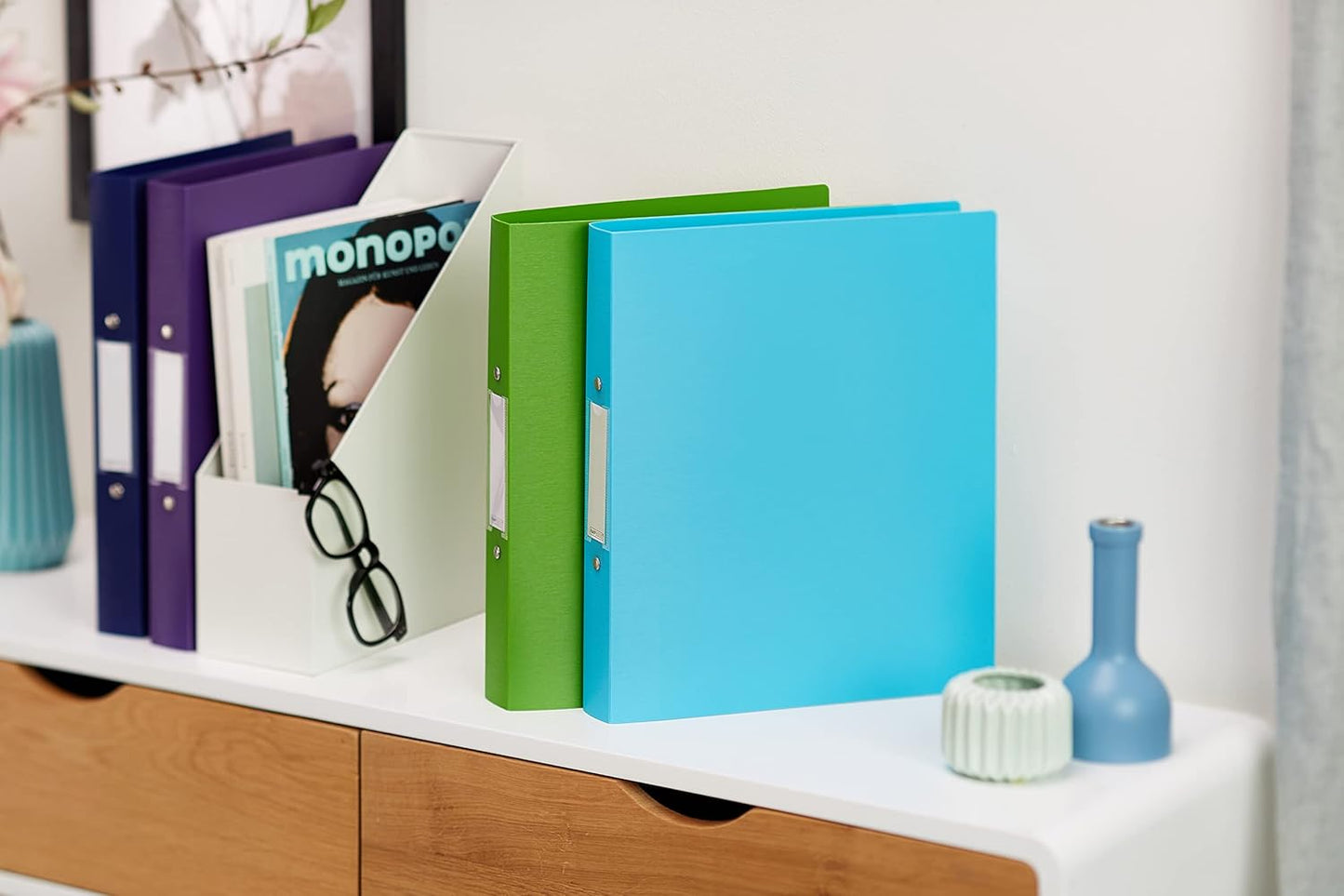 Rapesco 1659 2-Ring Binder with Antibacterial Protection, 35 mm Spine, A4, Assorted Colours, Pack of 6