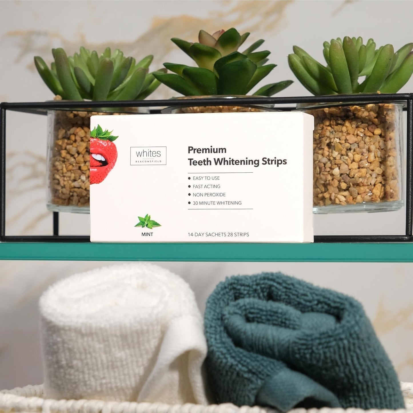 Whites Beaconsfield Teeth Whitening Strips - Advanced Non-Peroxide Formula, 28 Strips (14-Day Treatment) for Enhanced Brightness, Enamel-Safe, Gentle on Sensitive Teeth, Quick & Visible Results