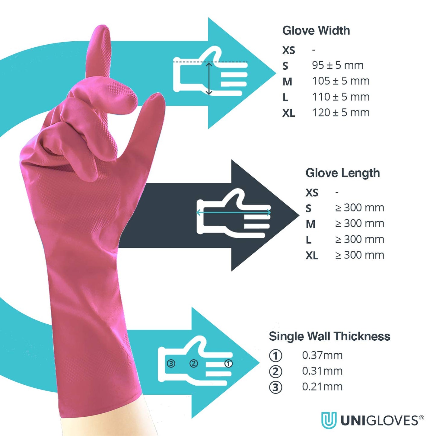 Unigloves Allsafe UGHG3002Y Natural Latex Household Gloves, Yellow, Small, Pack of 2