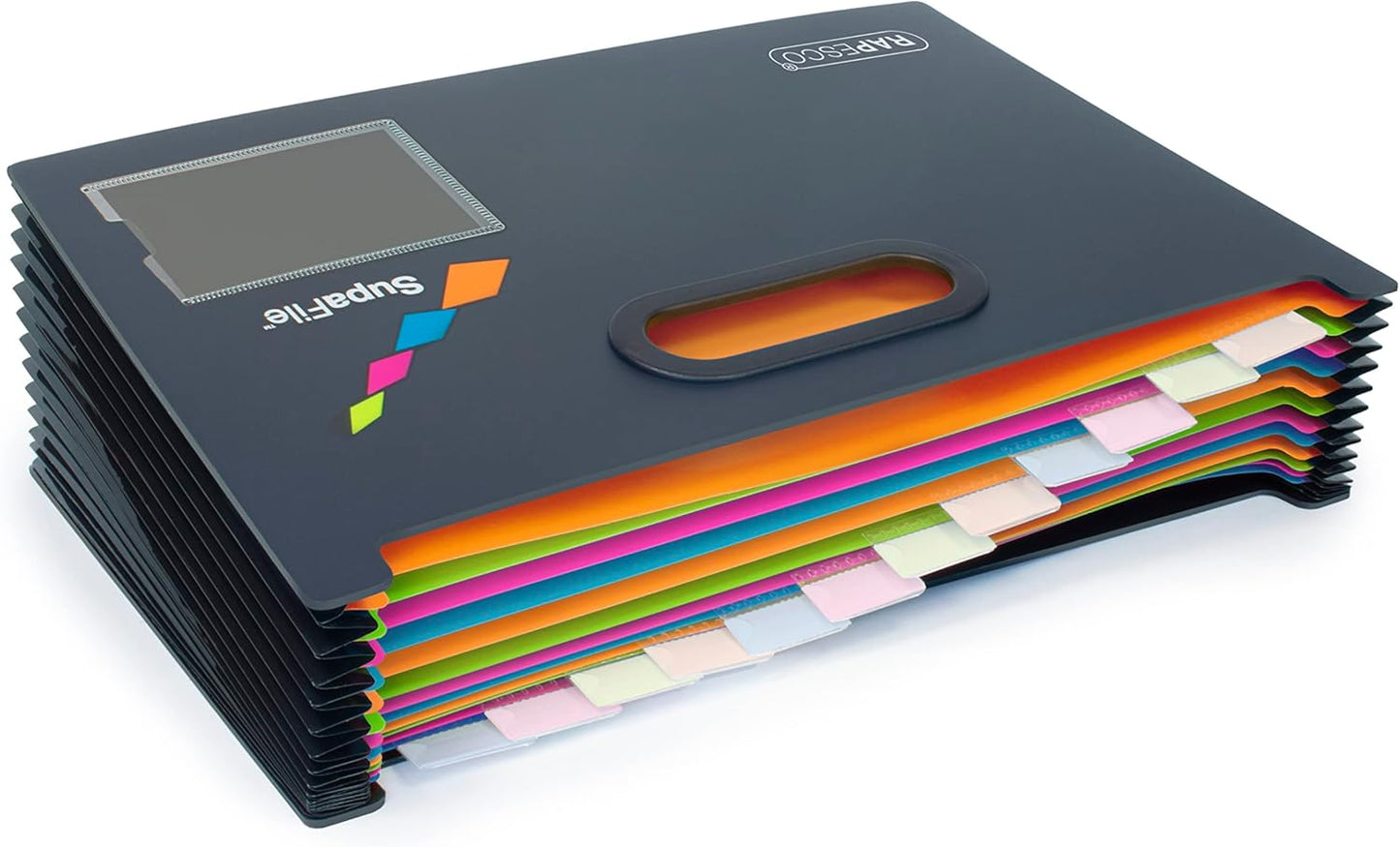 Rapesco 1489 Germ-Savvy Antibacterial, SupaFile A4 13-Part Landscape Desktop Expanding File with Multi-Coloured Dividers