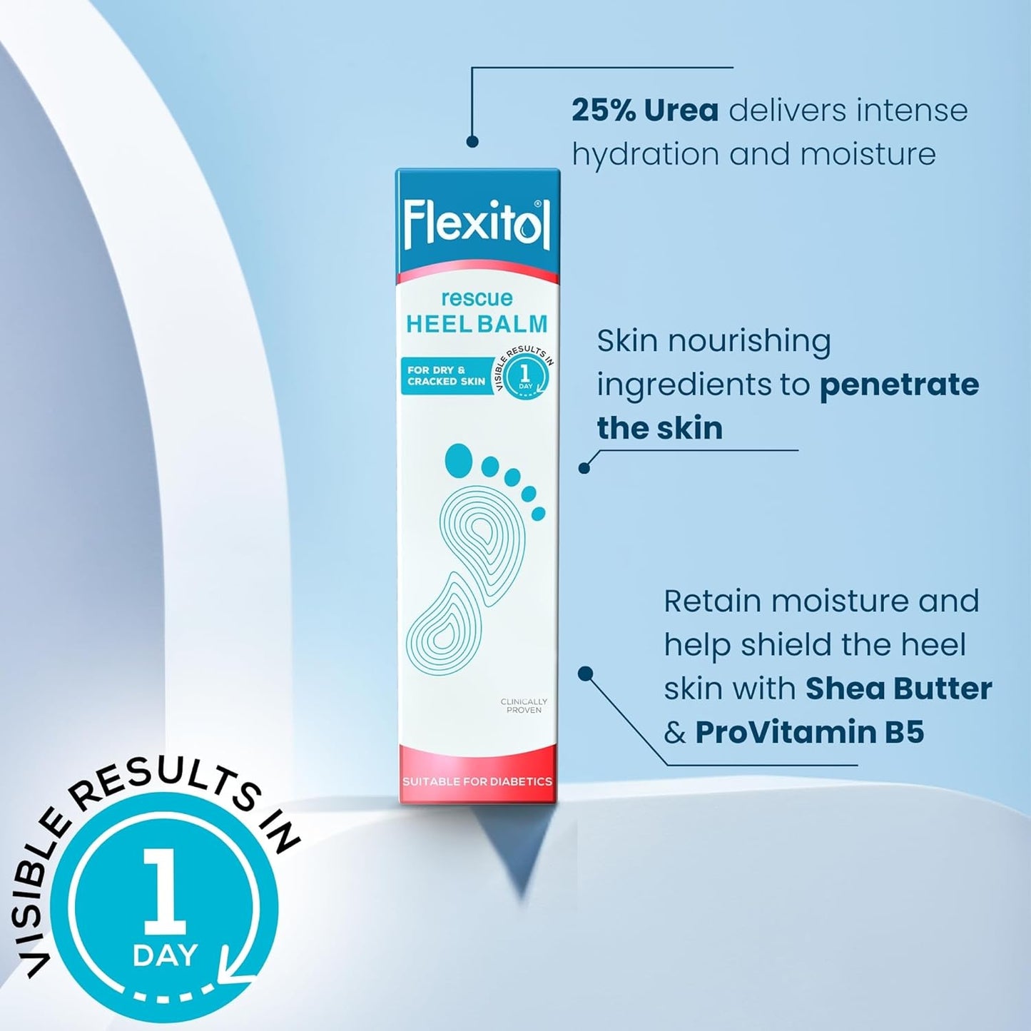 Flexitol Rescue Heel Balm - Foot Cream for Visible Results in 1 Day - For Cracked Heels and Very Dry Feet - 25 Percent Urea for Intense Hydration - Clinically Proven - Suitable for Diabetics - 112g