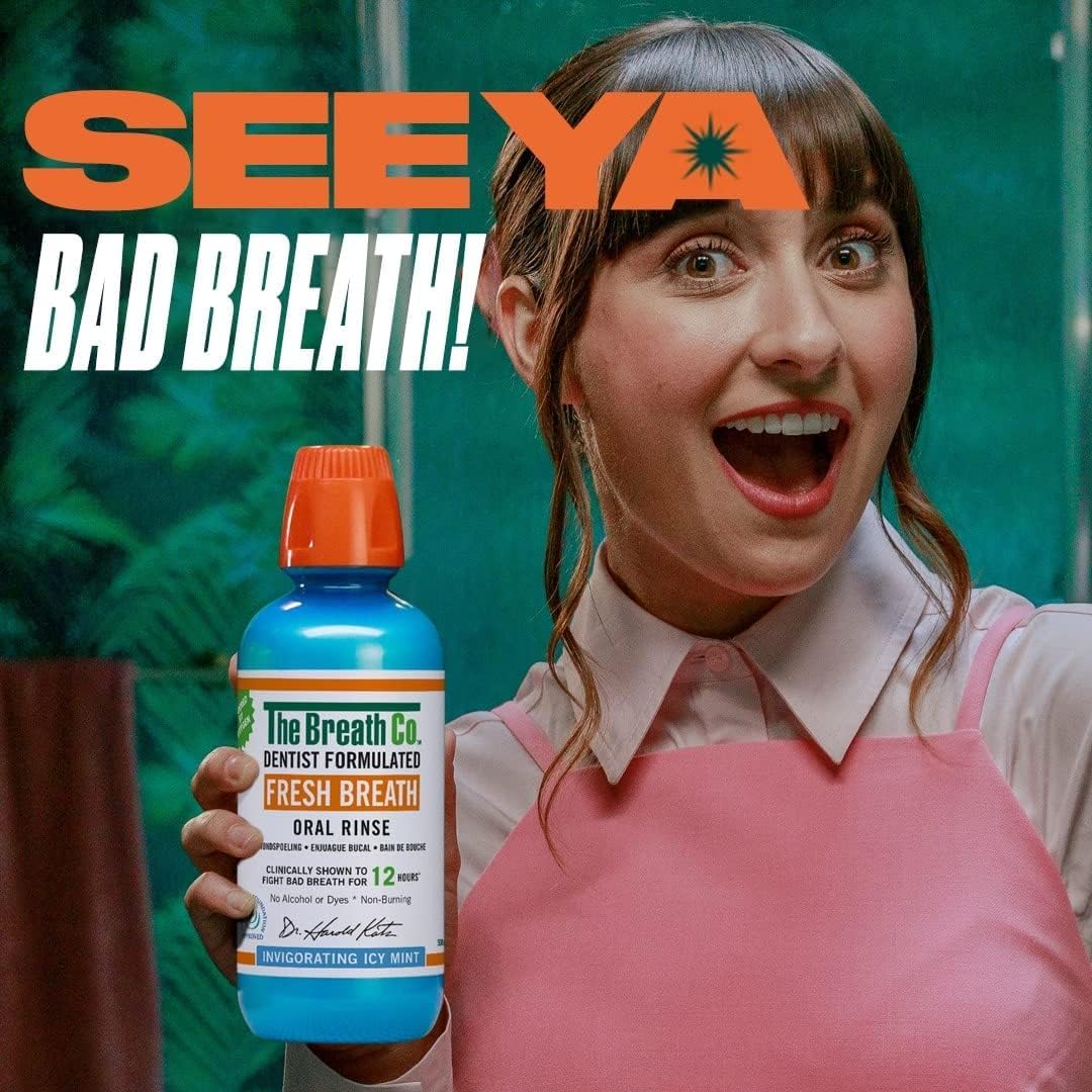 The Breath Co. Alcohol Free Mouthwash. Dentist Formulated Oral Rinse for 12 Hours of Fresh Breath, Icy Mint Flavour, 500 ml
