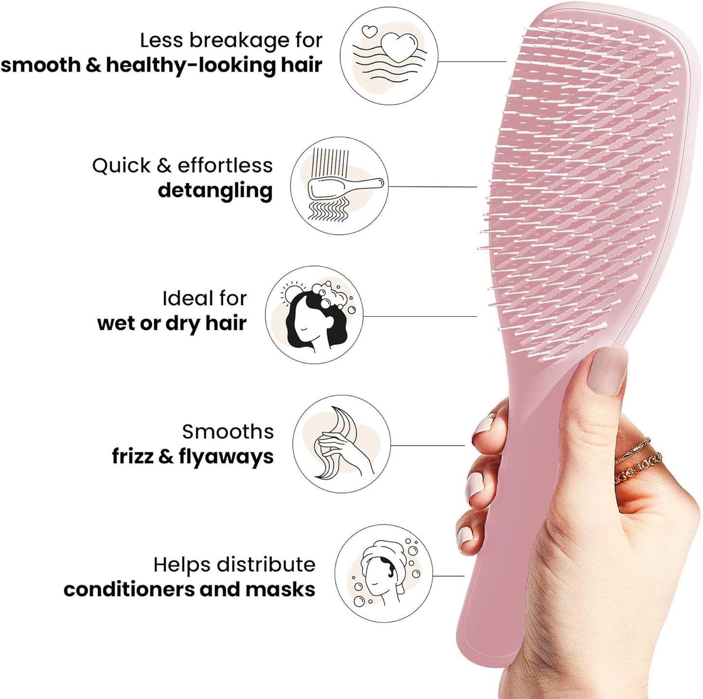 Tangle Teezer The Ultimate Detangler Hairbrush | For Wet & Dry Hair | Detangles All Hair Types | Reduces Breakage, Eliminates Knots | Two-Tiered Teeth & Comfortable Handle | Millennial Pink