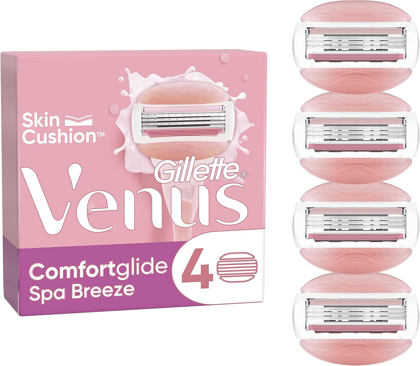 Gillette Venus Comfortglide Spa Breeze Women's Razor Blade Refills, Pack of , 3 built-in blades for a smooth, close shave that lasts