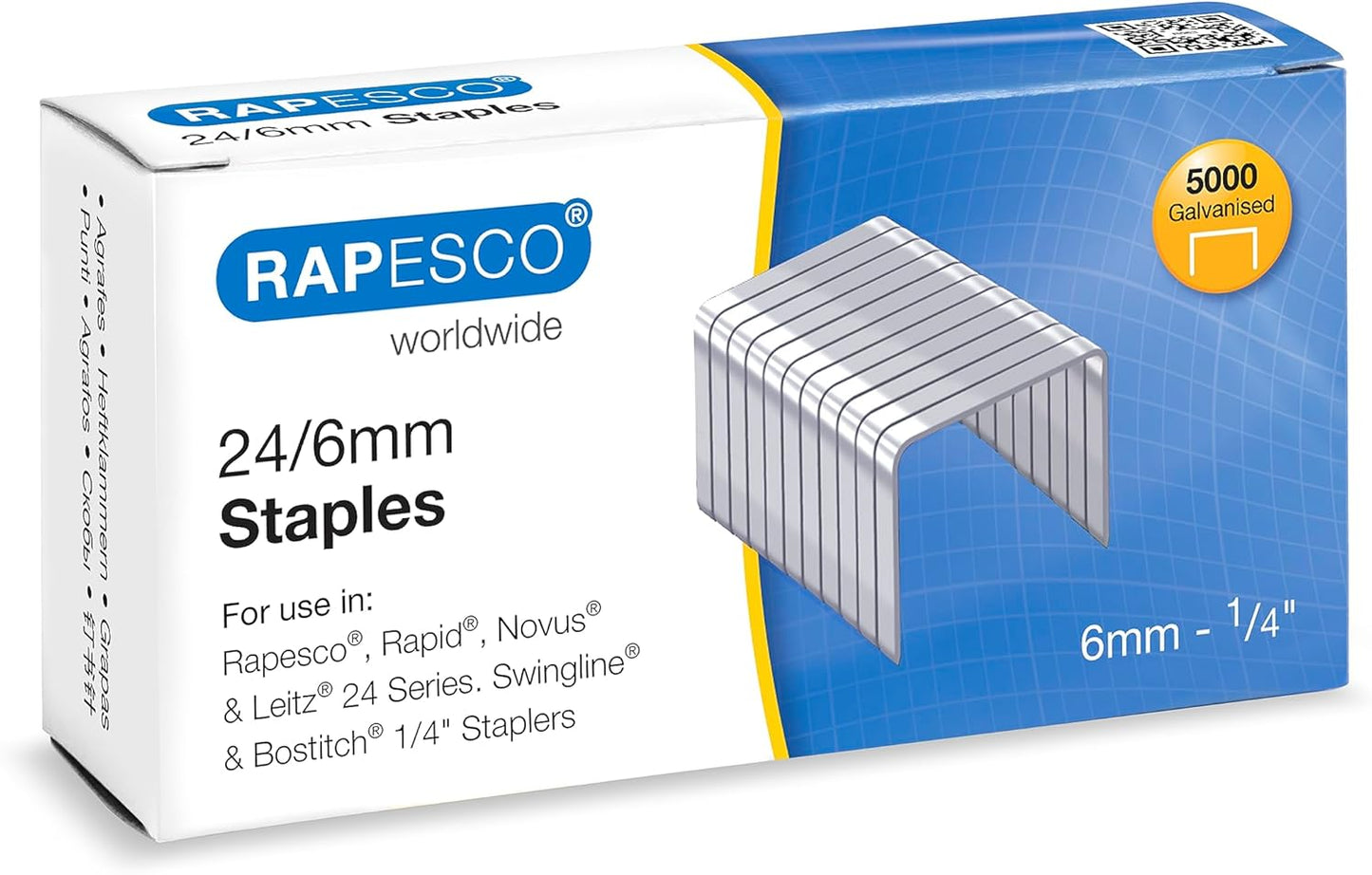 Rapesco S13060Z3 13/6mm Galvanised Staples, Box of 5000