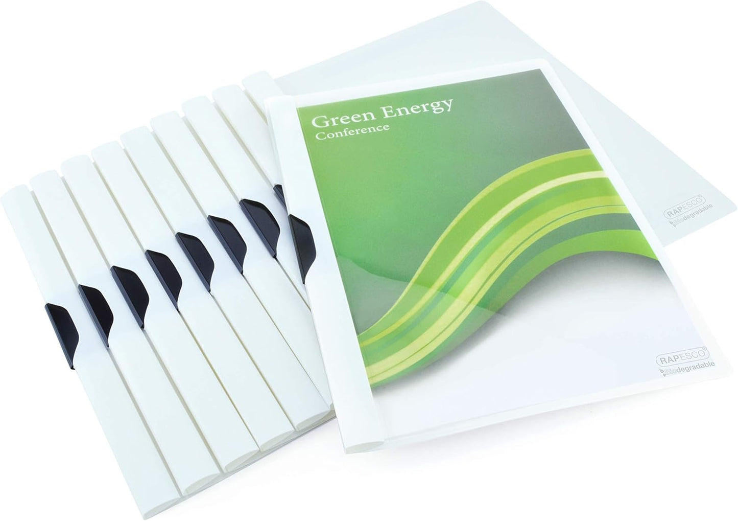 Rapesco 1594 ECO Clip Report Folder, A4, White, Pack of 10