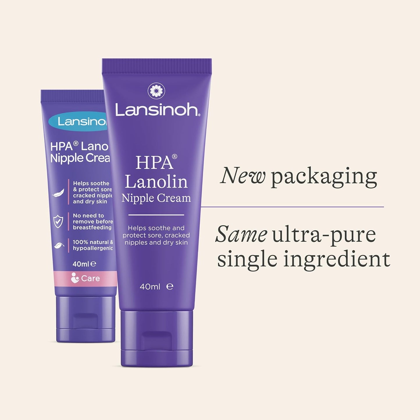 Lansinoh HPA Lanolin Nipple Cream for sore nipple & cracked skin, 100% natural single ingredient, breastfeeding essential, tasteless, odourless, hospital bag, moisturising, 40ml