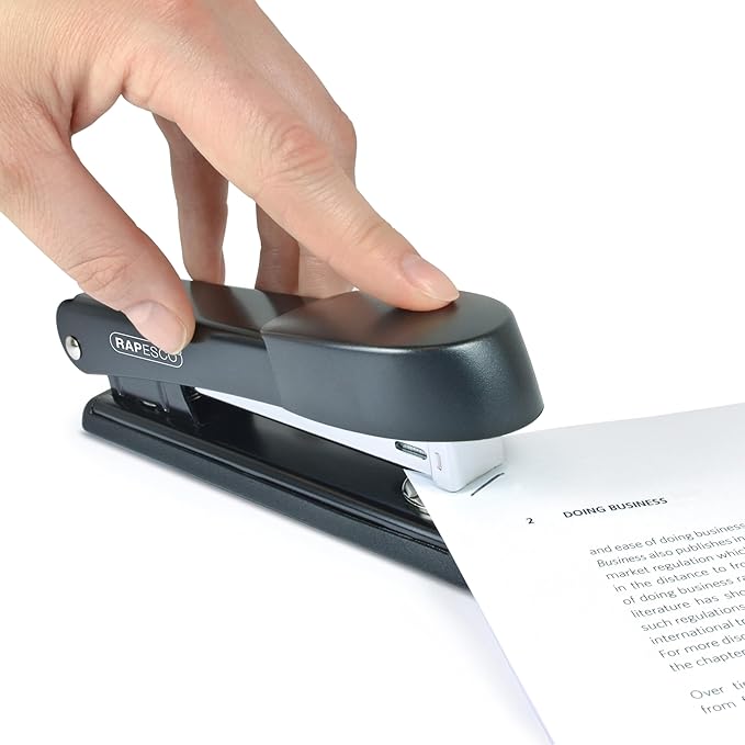 Rapesco 1602 Germ-Savvy Antibacterial Marlin Stapler, 25 Sheet Capacity and 2000 26/6 mm Staples, Black