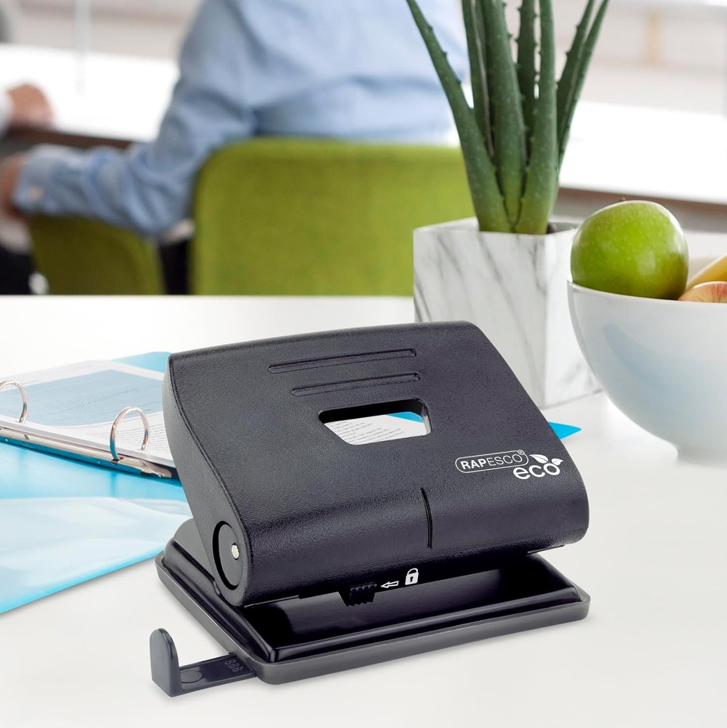 Rapesco 1757 Business Pack: ECO 2-Hole Punch, 22 Sheet Capacity, Black, Pack of 3