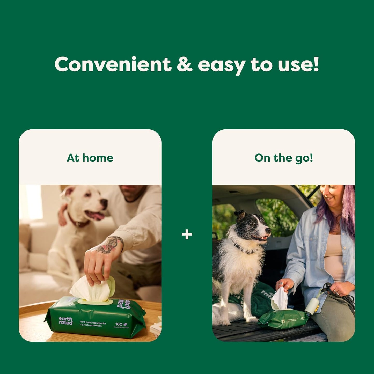 Earth Rated Hypoallergenic Dog Wipes, Cleaning and Odour-Controlling Grooming for Paws, Body, and Butt, Perfect for Puppy and Adult Dogs, Lavender Scent, 100 Count