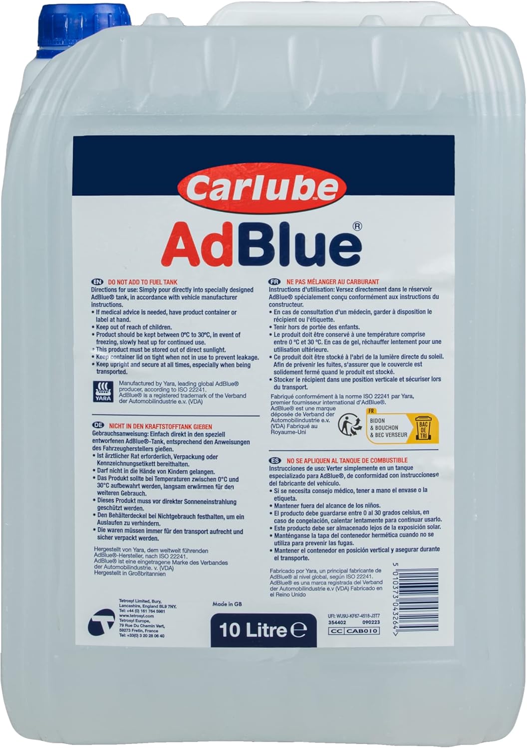 Carlube AdBlue with Integrated Easy Pour Spout, 10 Litres
