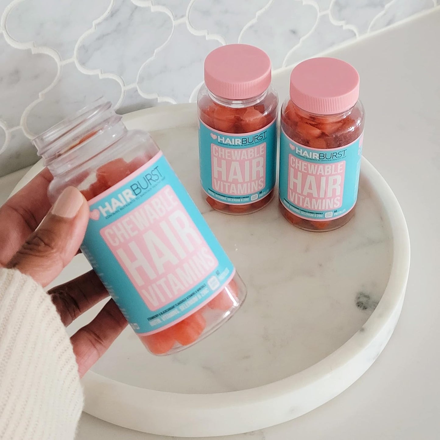 HAIR BURST Biotin Gummies for Hair Growth — Hair, Skin & Nails Vitamin Supplement, Reduces Breakage, Promotes Healthier Thicker- Daily Chewable Vitamins - 1 Month