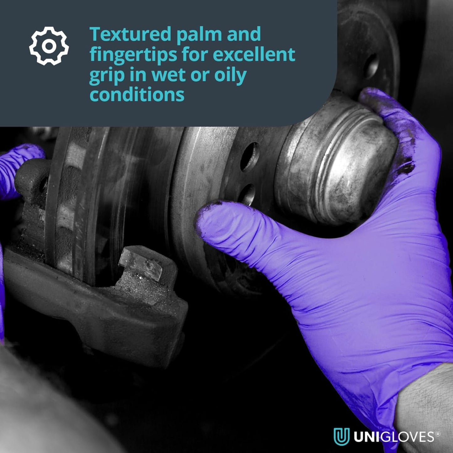 Unigloves Stronghold GM0061 Nitrile Examination - Multipurpose, Powder Free and Latex Free Disposable Gloves, AQL 0.65, Box of 100 Gloves, Purple, Extra Small