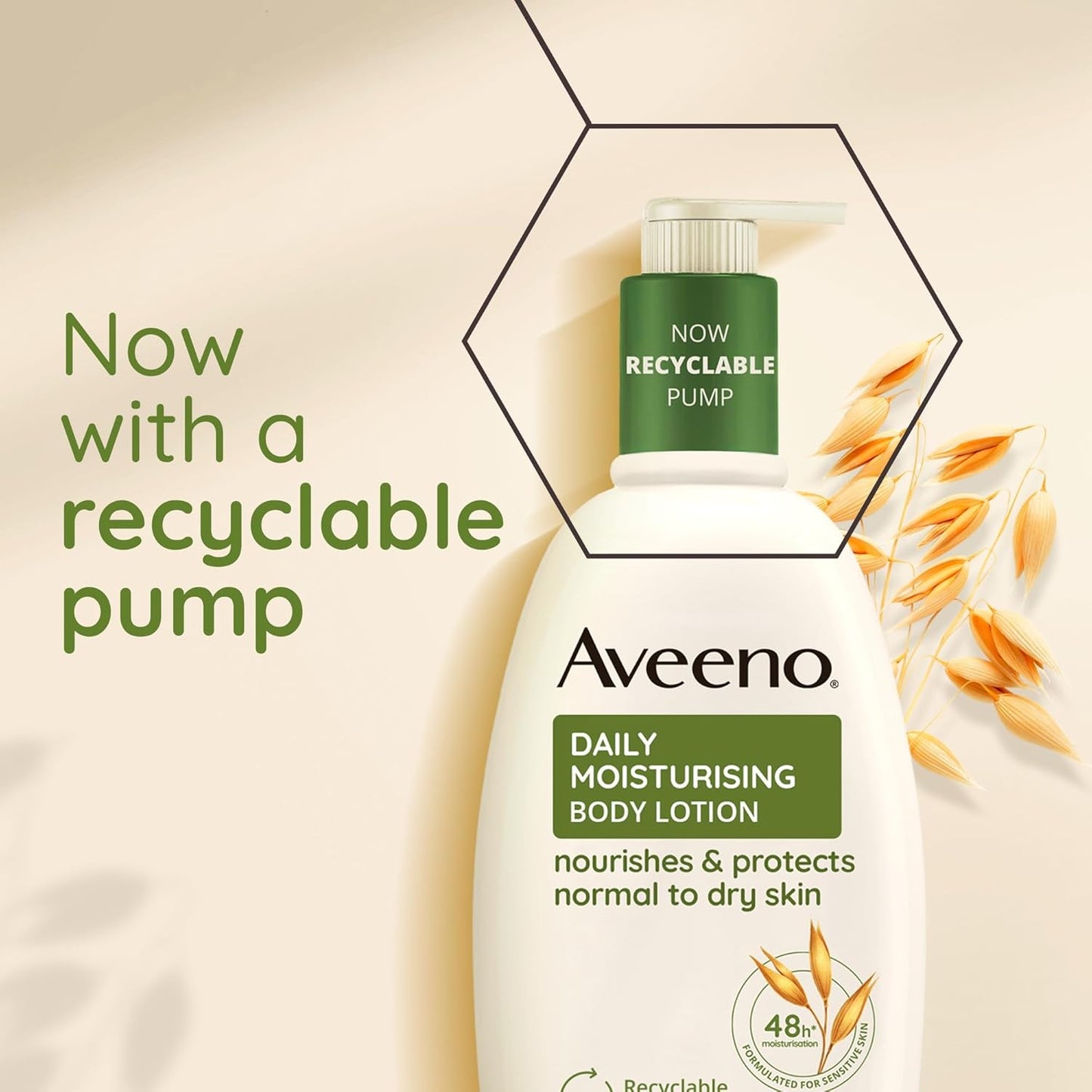 Aveeno Daily Moisturising Body Lotion, With Soothing Oats & Rich Emollients, Suitable For Sensitive Skin, Nourishes and Protects Normal to Dry Skin, Fragrance Free, 500ml