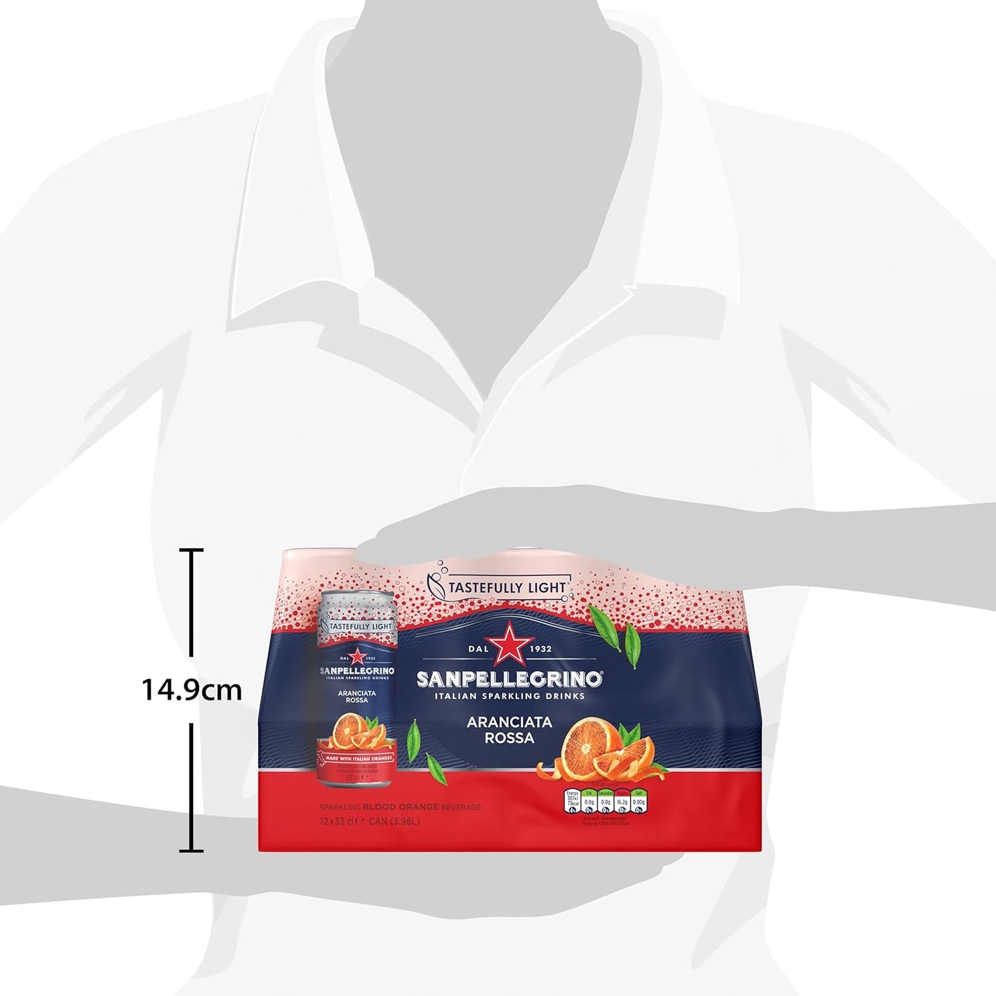 San Pellegrino Italian Sparkling Drinks Tastefully Light Sparkling Blood Orange Canned Soft Drink 12 x 330ml | 69 kCals per Can