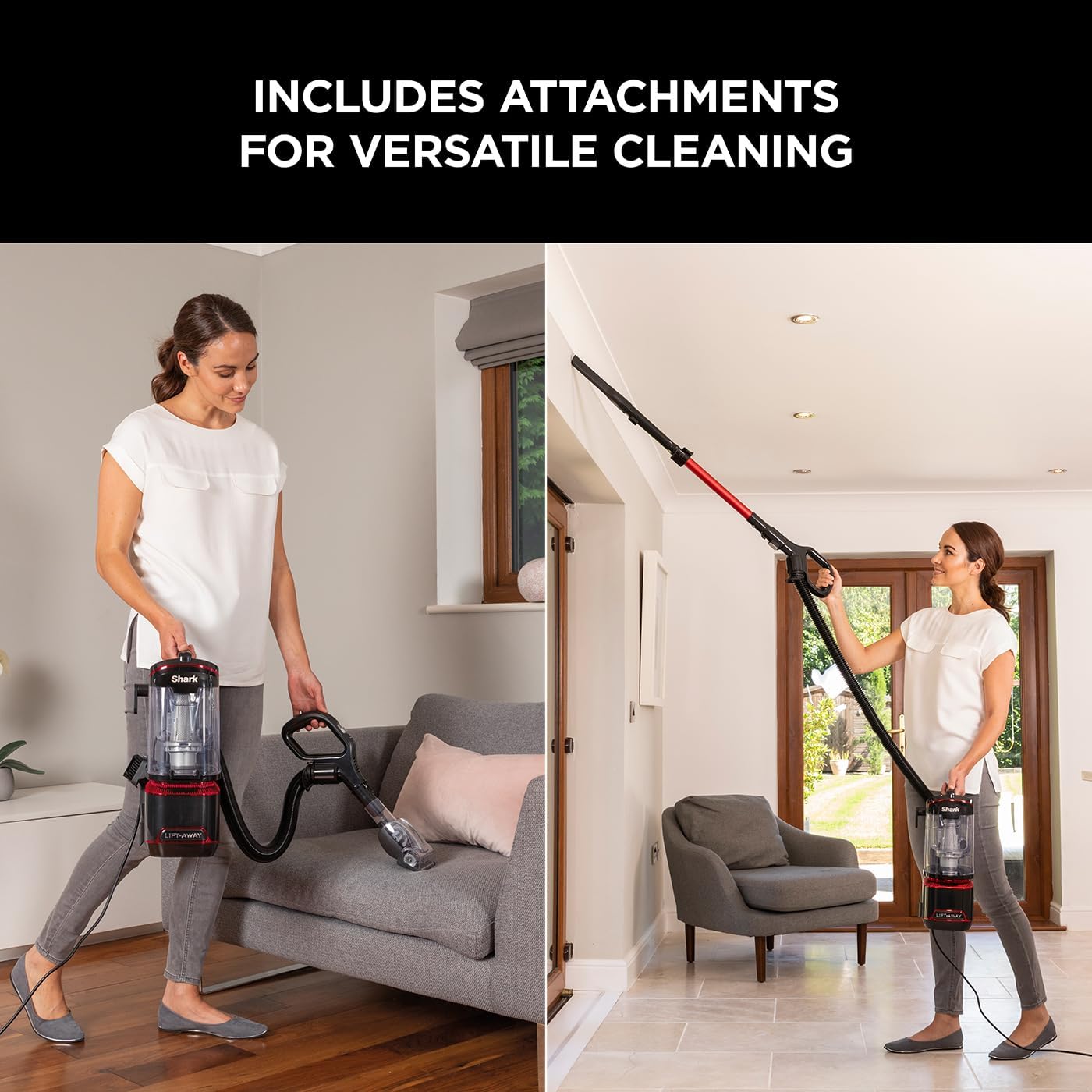 Shark Corded Upright Vacuum Cleaner 1.1L with Lift-Away Technology, Pet Model, LED Headlights, Anti-Allergen, 8m Cord, 750W, Pet, Crevice & Multi-Surface Tools, Red/Black, NV602UKT