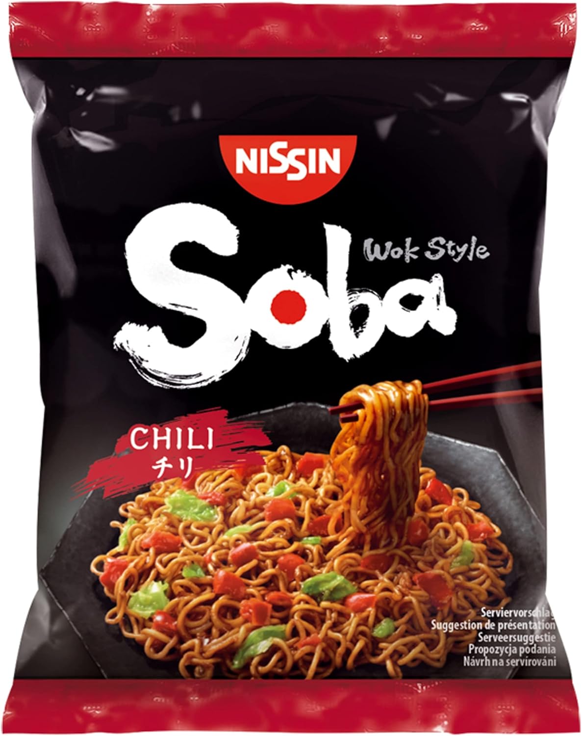 NISSIN Soba Wok Style Chilli Flavoured Instant Noodles, 111 g Packet (Pack of 9)