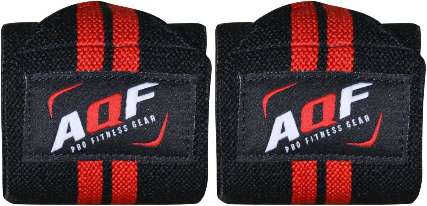 AQF Power Weight Lifting Wrist Wraps Supports Gym Training Fist Straps - Sold as Pair & One Size Fits All