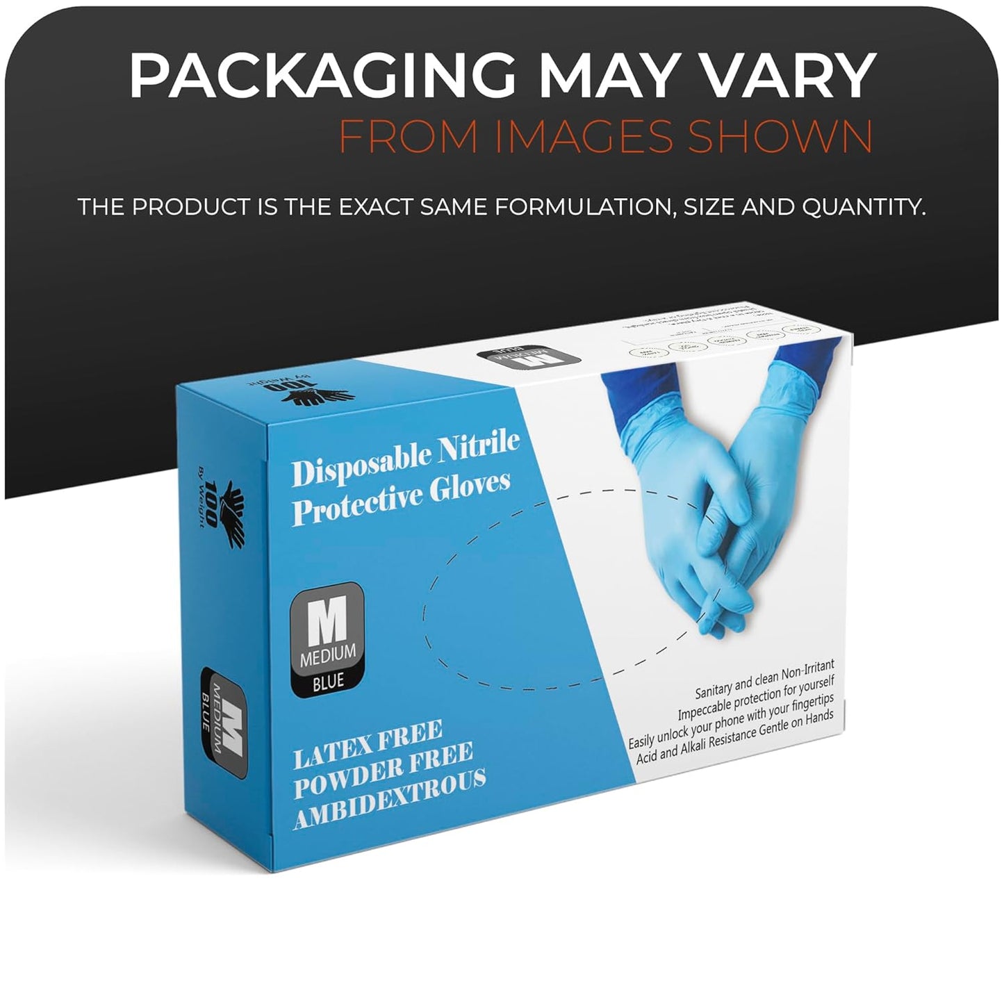 Surgicals Powder Free Nitrile Gloves, Food Grade, Hand Disposable Gloves - 100 Count - Blue (100, Medium)