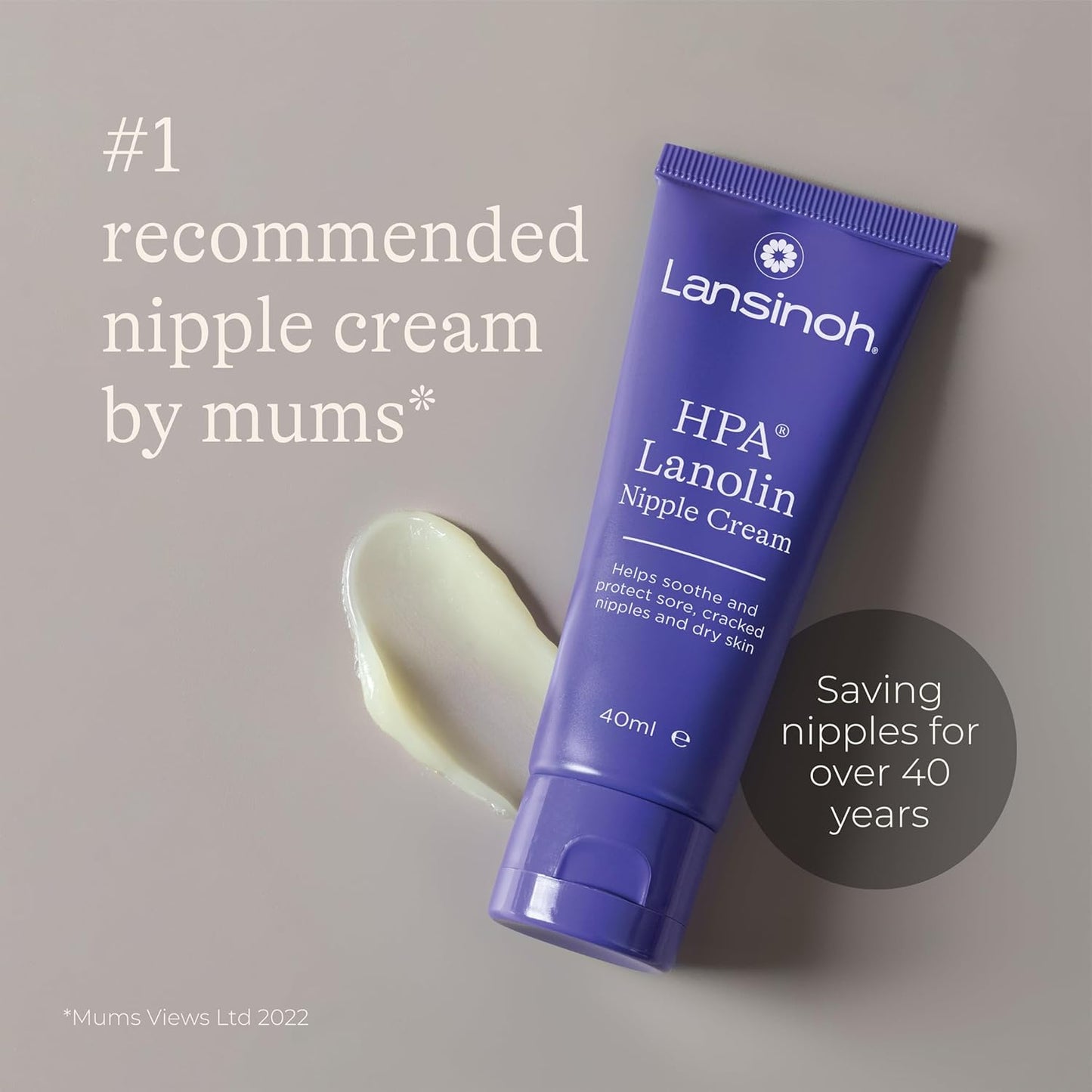 Lansinoh HPA Lanolin Nipple Cream for sore nipple & cracked skin, 100% natural single ingredient, breastfeeding essential, tasteless, odourless, hospital bag, moisturising, 40ml