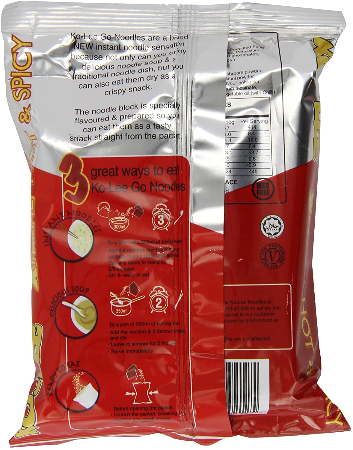 Ko-Lee Xtreme Hot & Spicy Go Instant Noodles, Red, 85 g, Pack of 24