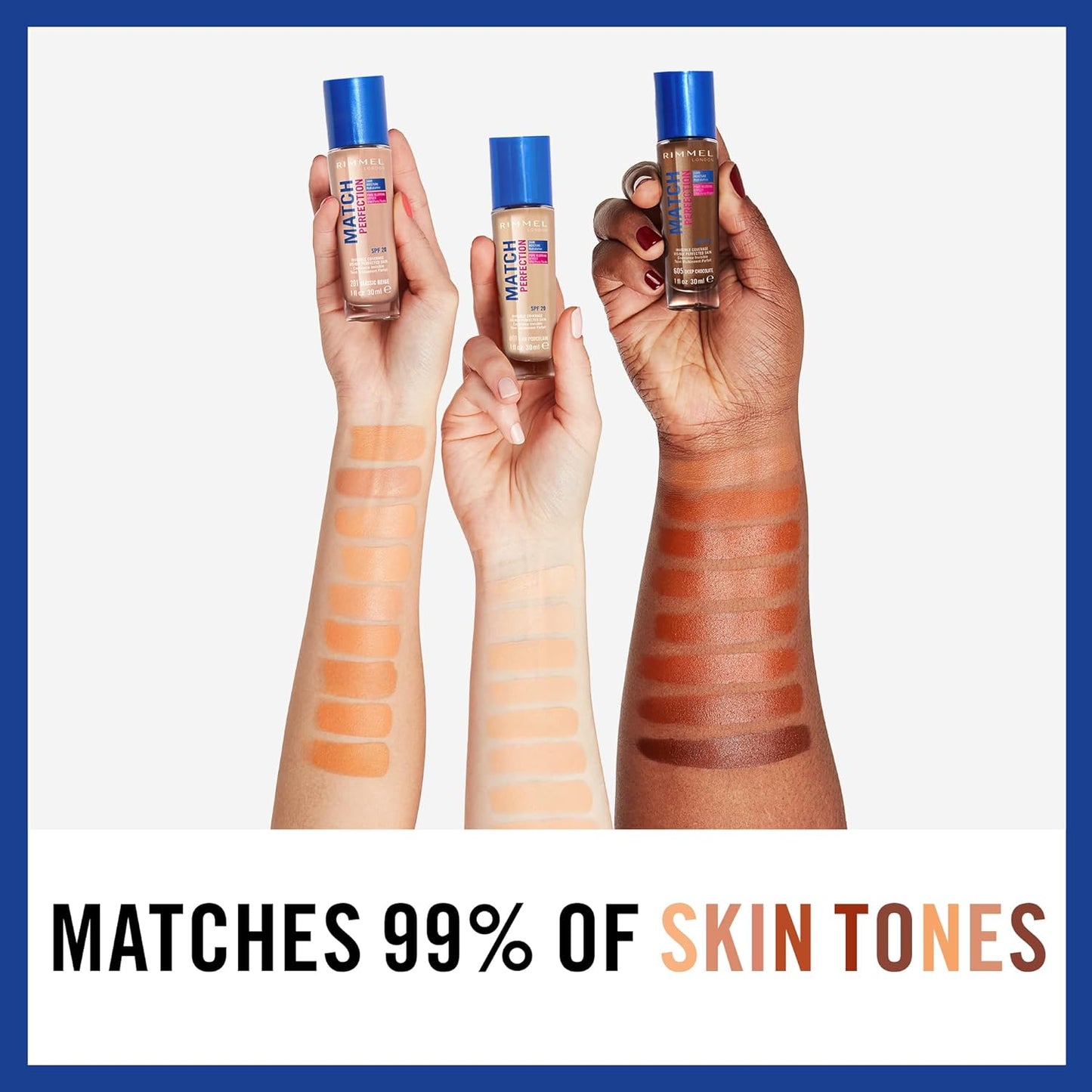 Rimmel Match Perfection Foundation 200 Soft Beige, Medium Coverage, 24hr Hydration, No Caking or Creasing, Lightweight, Reduces Imperfections, Invisible Coverage, SPF20, Cruelty Free