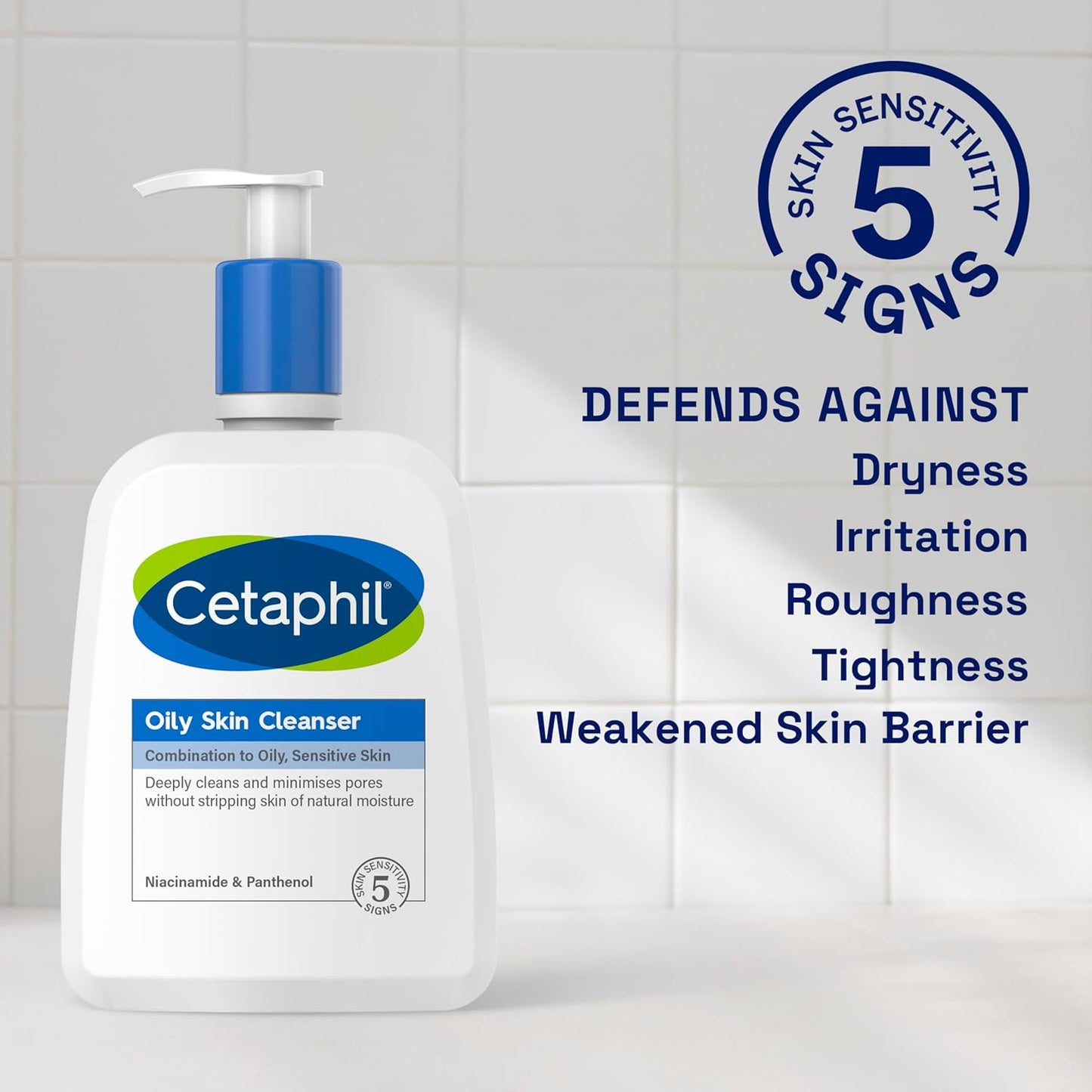 Cetaphil Oily Skin Cleanser, 473ml, Face Wash, For Combination to Oily Sensitive Skin, With Niacinamide