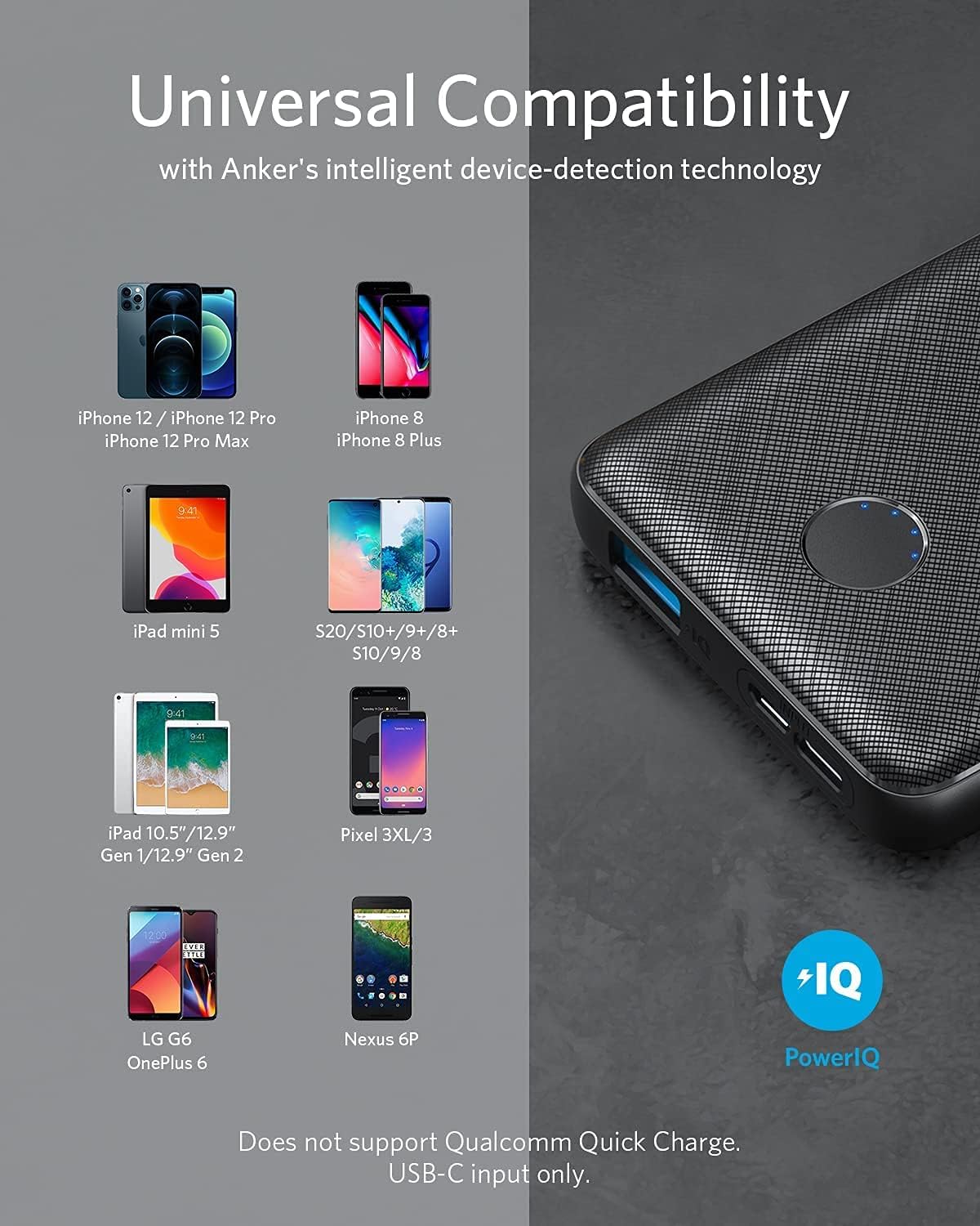 Anker Power Bank, 313 Portable Charger (PowerCore Slim 10K) 10000mAh Battery Pack with High-Speed PowerIQ Charging Technology for iPhone, Samsung Galaxy, and More