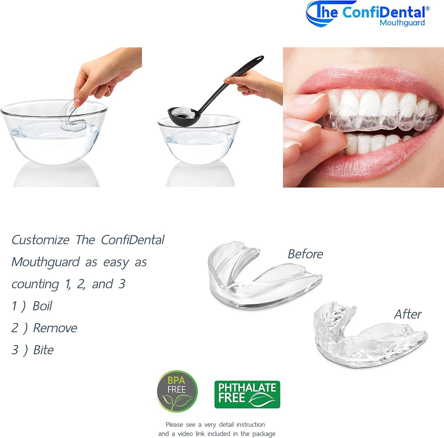 The Confidental - Pack Of 5 Moldable Mouth Guard For Teeth Grinding Clenching Bruxism, Sport Athletic, Whitening Tray, Including 3 Regular And 2 Heavy Duty Guard (3 (Lll) Regular 2 (Ii) Heavy Duty)