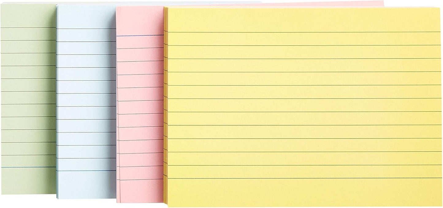 Amazon Basics A6 Ruled Index Cards, Assorted Neon Colours (Pack of 200)
