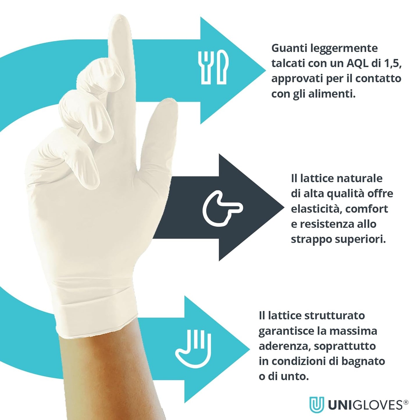 Unigloves Unicare Latex GS0023 Single Use - Multipurpose, Lightly Powdered Disposable Gloves, Box of 100 Gloves, Natural, Medium
