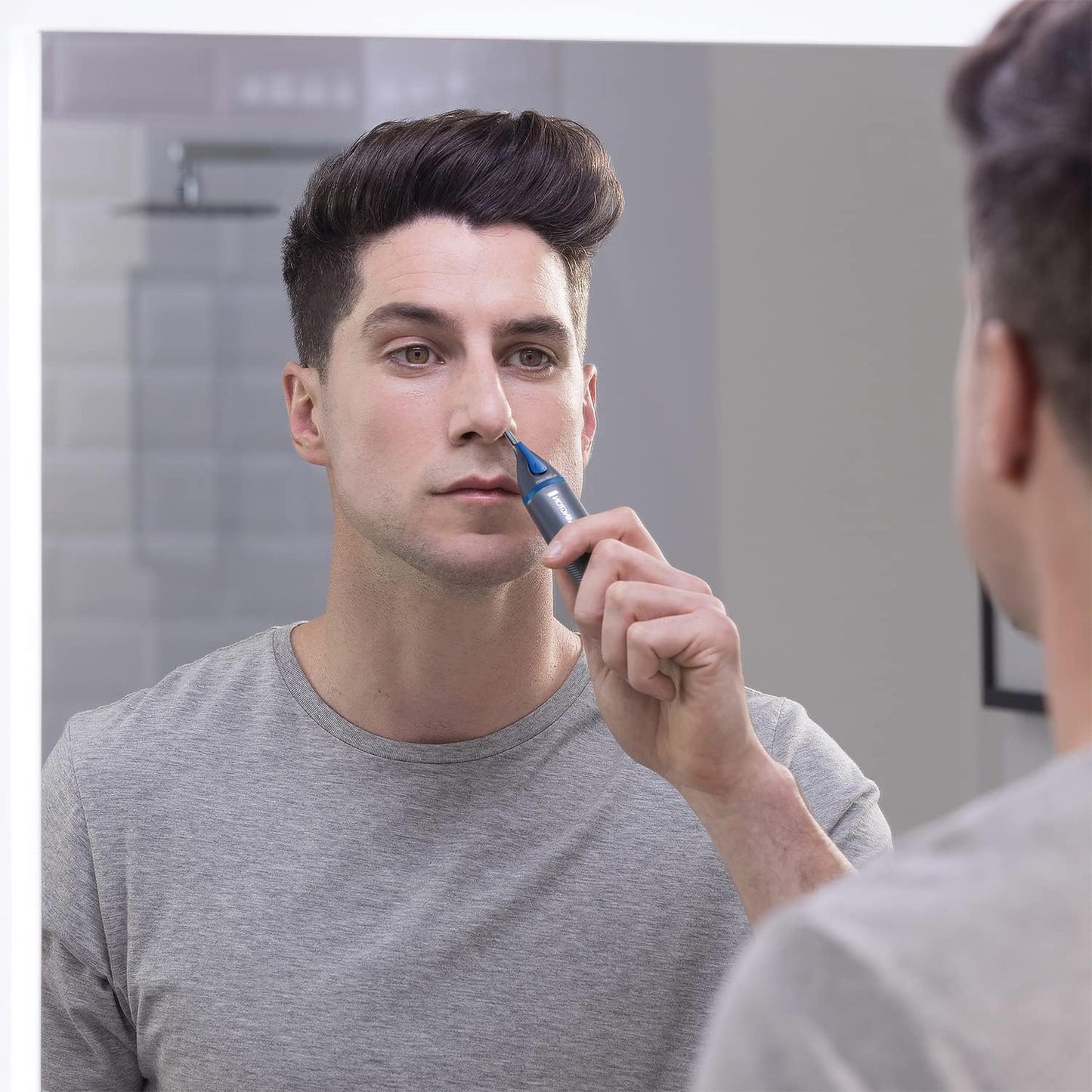 Remington Hair Trimmer for Men, Nose, Ear, & Eyebrow Hair Clipper, Rotary Trimmer, Two Comb Attachments, Waterproof, Battery Operated, Cordless - NE3850