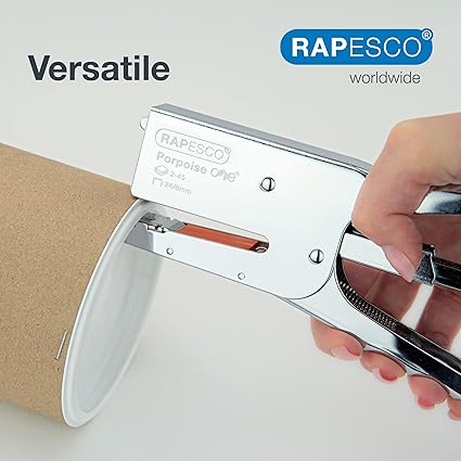 Rapesco 1626 Porpoise ONE Bypass Stapling Plier with Germ-Savvy Bag and 1000 x 24/8mm Staples, Uses 24/8mm Staples, ONE Size only for 2-45 Sheet Capacity, Chrome