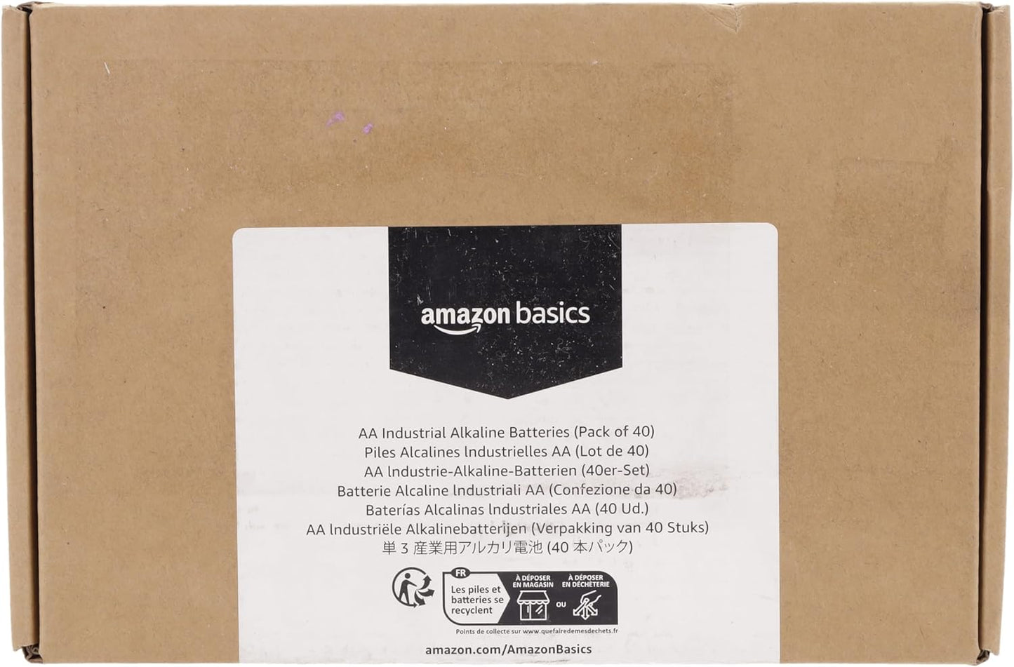 Amazon Basics 40-Pack AA Alkaline Industrial Batteries, 1.5 Volt, 5-Year Shelf Life