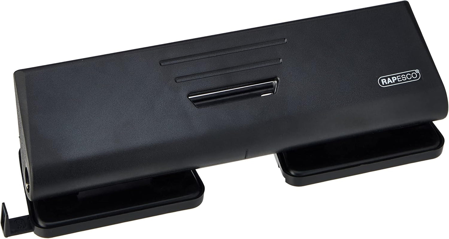 Rapesco PF75P0B1 75-P 4-Hole Punch, 16 Sheet Capacity, Black