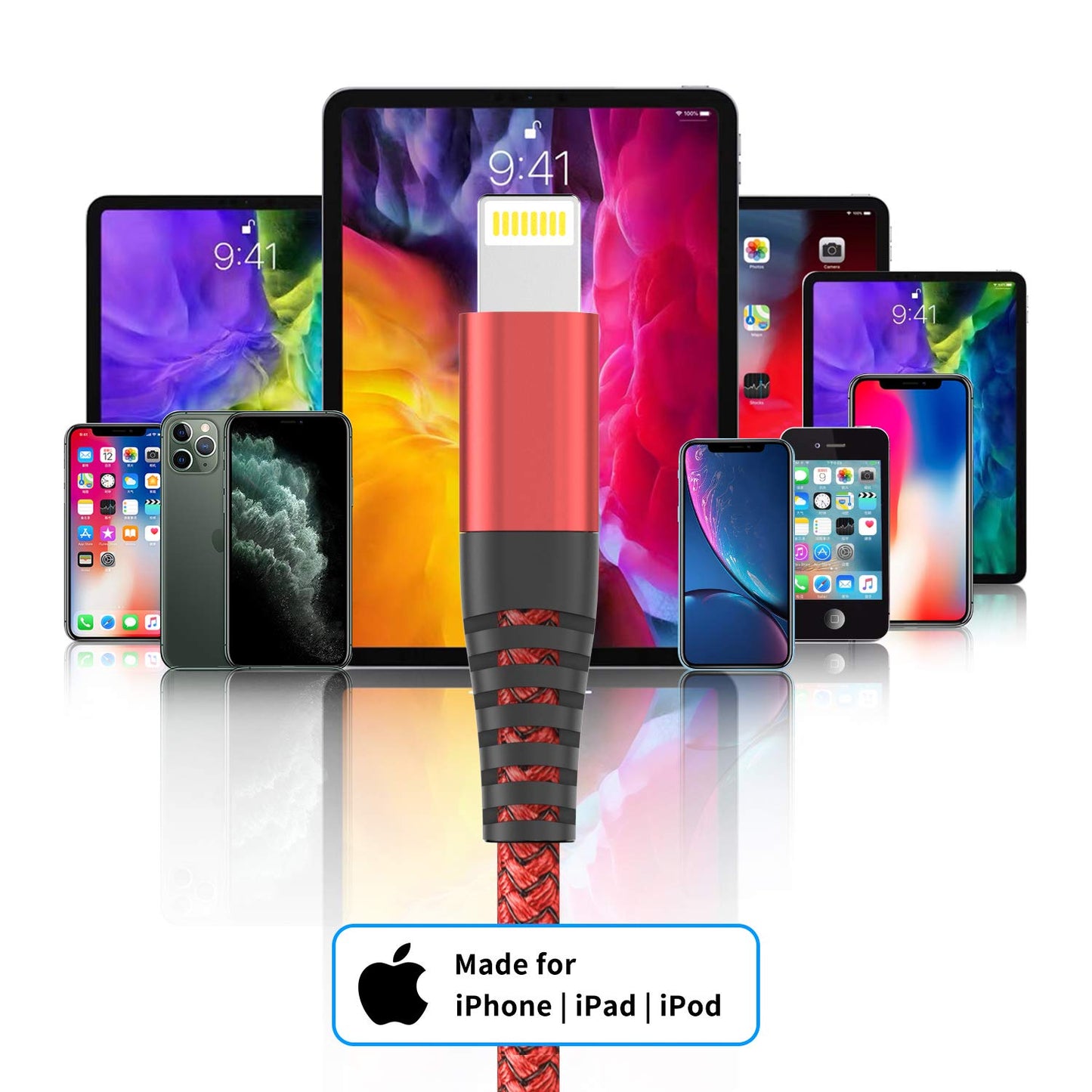 Ofuca iPhone Charger Cable, Lightning Cable 3Pack 6FT/1.8M iPhone Charger Braided Long iPhone USB Fast Charging Cable Compatible with iPhone 14/13/12/11/Pro/Xs Max/X/8/7/Plus/6S/6/SE/5S iPad and More