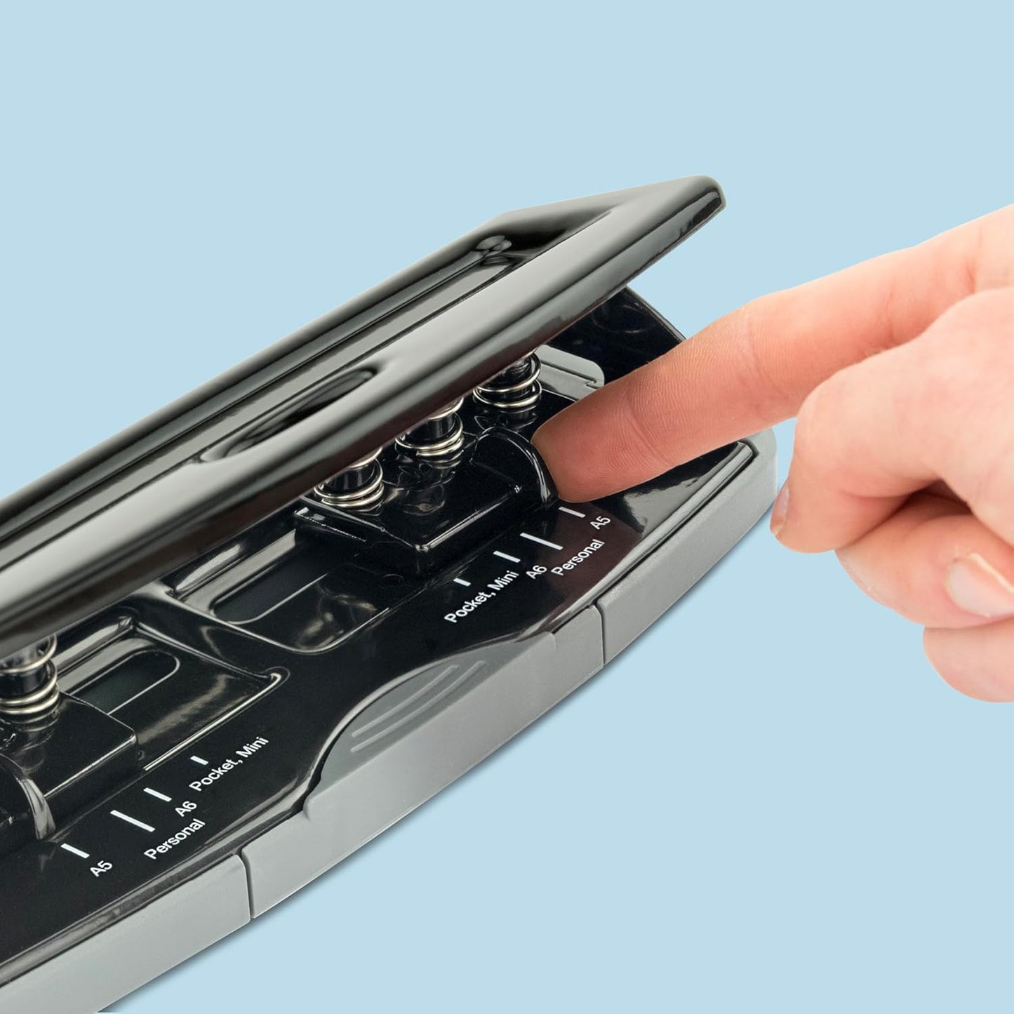 Rapesco 1725 Adjustable 6-Hole Punch, 9 Sheet Capacity, Black