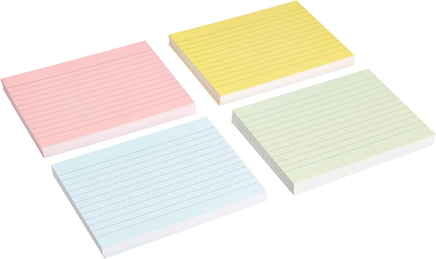 Amazon Basics A6 Ruled Index Cards, Assorted Neon Colours (Pack of 200)