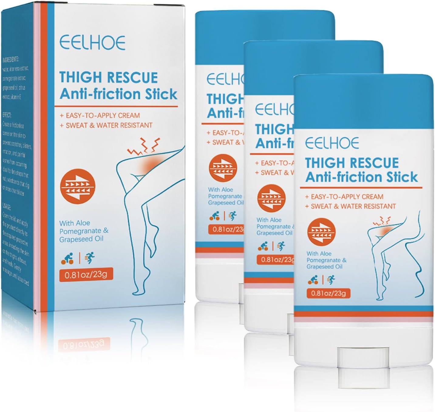 Leogony Anti Chafing Cream | 3 x 23g | Waterproof Anti Chafe Stick for Skin Protection