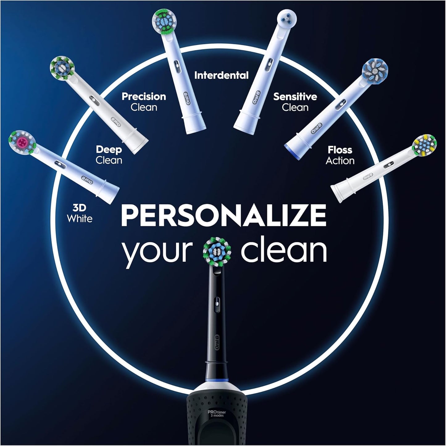 Oral-B Vitality Pro Electric Toothbrushes for Adults, for Him/Her, 1 Handle, 2 Toothbrush Heads, 3 Brushing Modes Including Sensitive Plus, 2 Pin UK Plug, Black (Packing May Vary)