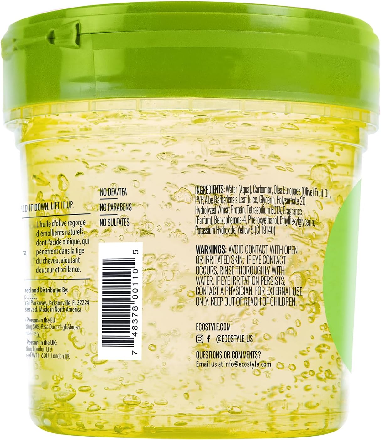 Eco Style Olive Oil Eco Styler Hair Gel, Hydrate and Style, Alcohol-Free, Green 236 ml (Pack of 1)