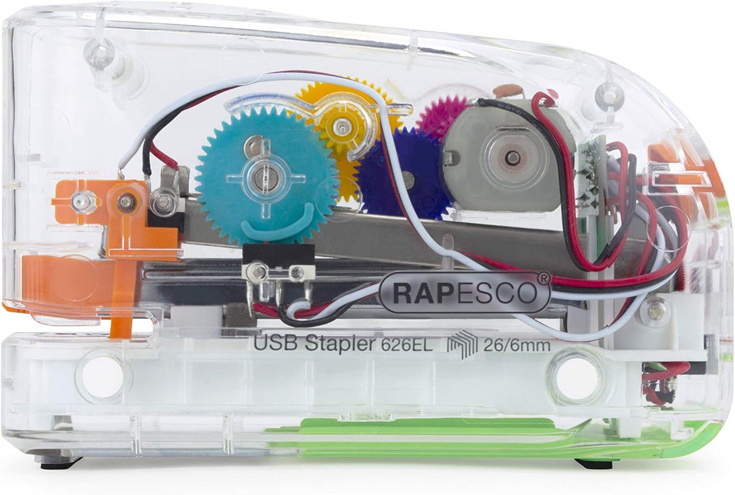Rapesco 1450 626EL Automatic USB/Battery Stapler with 1000 26/6mm Staples, 15 Sheet Capacity, Transparent