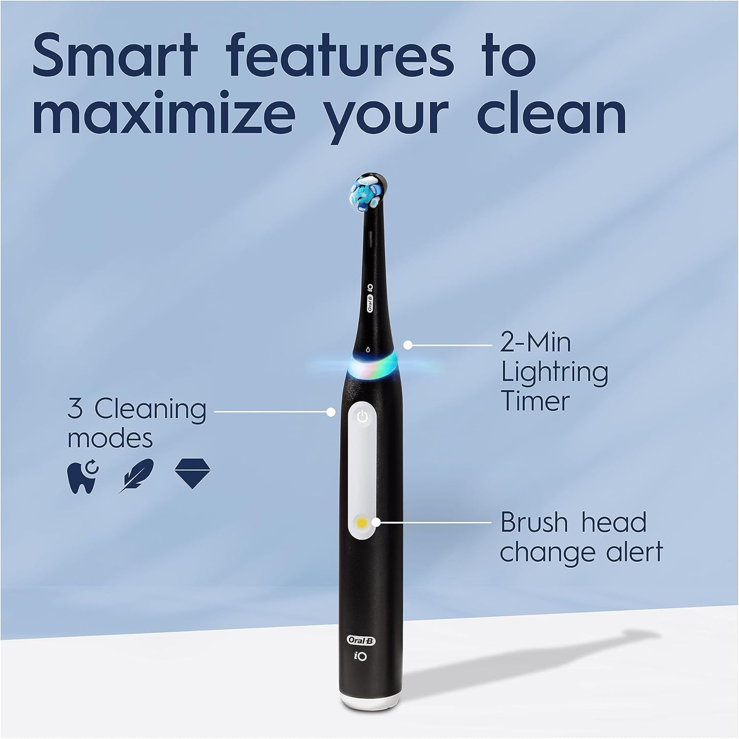 Oral-B iO3 Electric Toothbrush, 2 Toothbrush Heads, Pressure Sensor, Toothbrush for Adults with Travel Case, Gift Ideas for Him/Her, Matt Black
