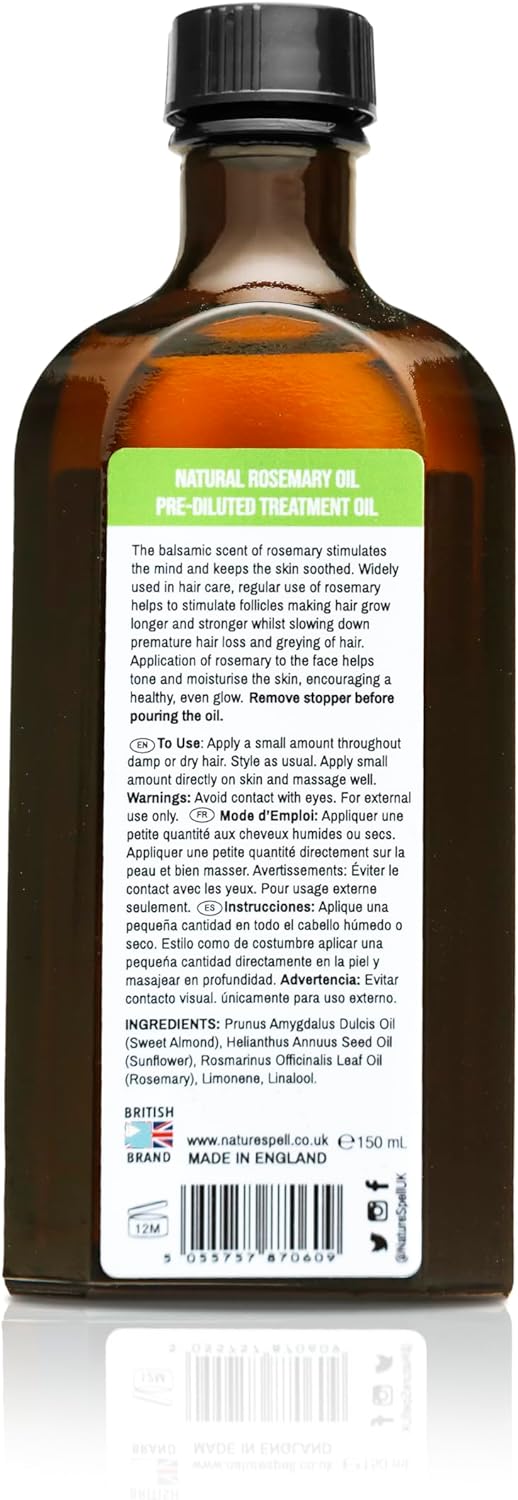 Nature Spell Rosemary Oil for Hair & Skin 150 ml – Rosemary Oil for Hair Growth – Treat Dry Damaged Hair to Target Hair Loss