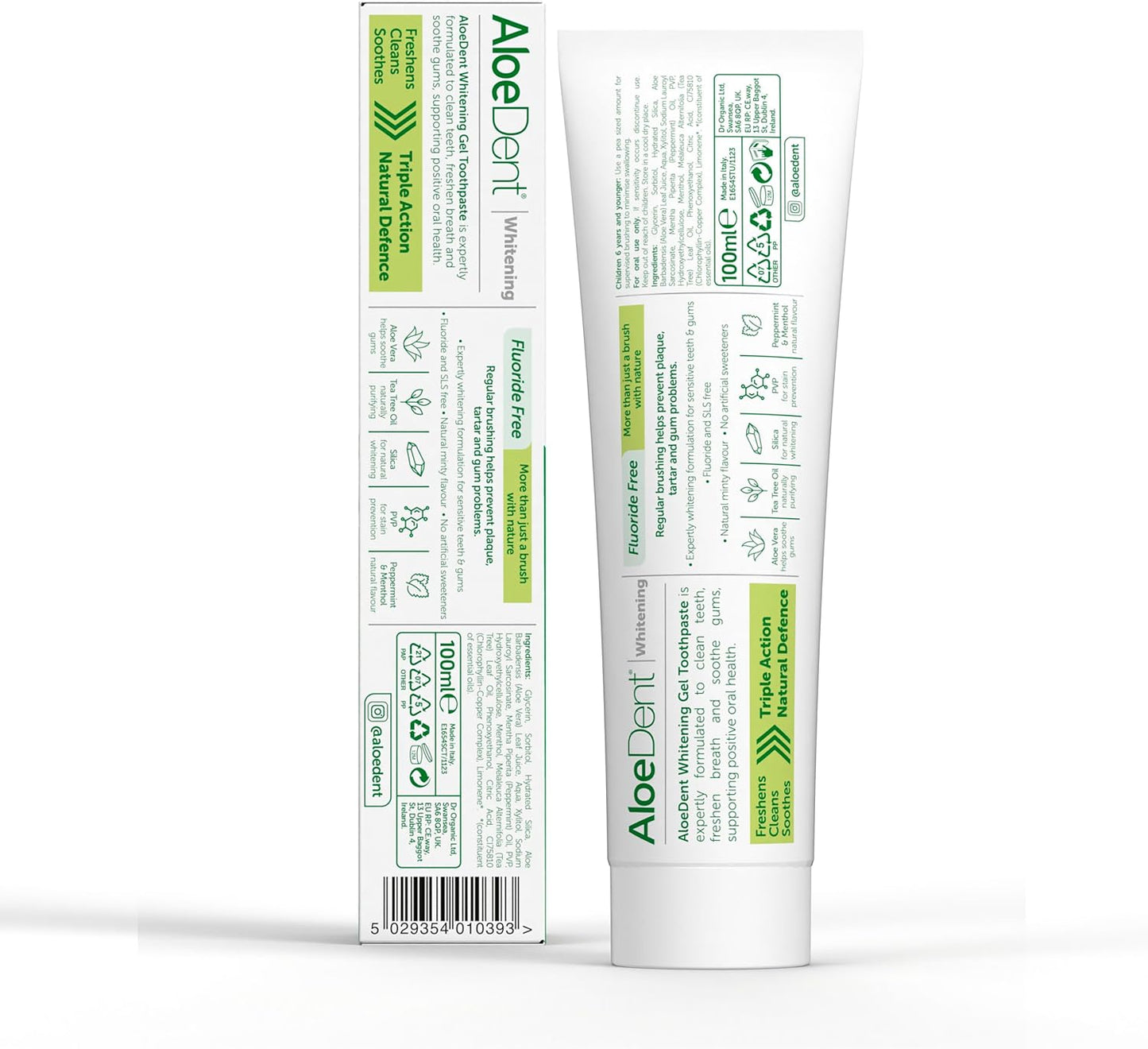 Aloe Dent Whitening Aloe Vera Toothpaste Fluoride Free, Natural Action, Vegan, Cruelty Free , SLS Free, Naturally White, Healthy Gums , 100 ml, packaging may vary