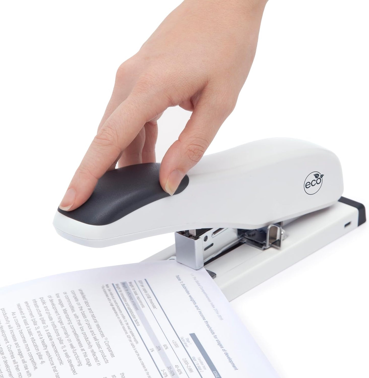 Rapesco 1461 ECO HD-100 Heavy Duty Stapler with 3200 Type 923 Staples, 100 Sheet Capacity, Soft White