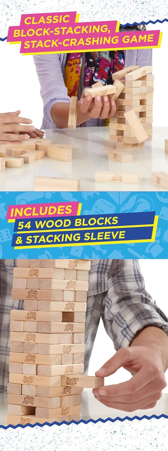 Hasbro Gaming Jenga, Party & Family Game, Easter Board Games for Kids, Fun Family Game for 1 Player or More, Strategy Game for All Ages