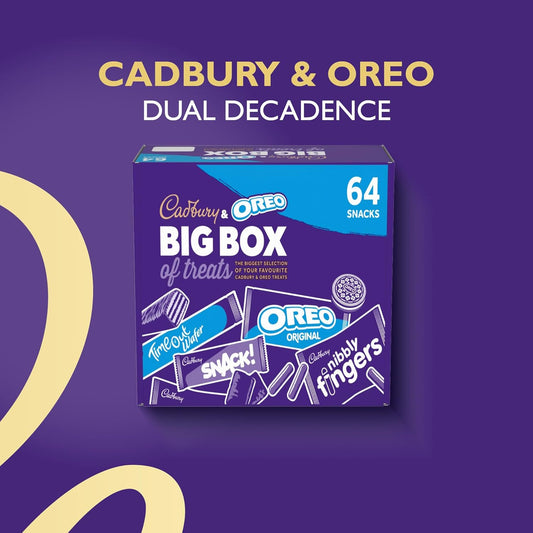 Cadbury & OREO Big Box of Treats, 64 Assorted Chocolates and Snacks, 1790 g (Pack of 1)